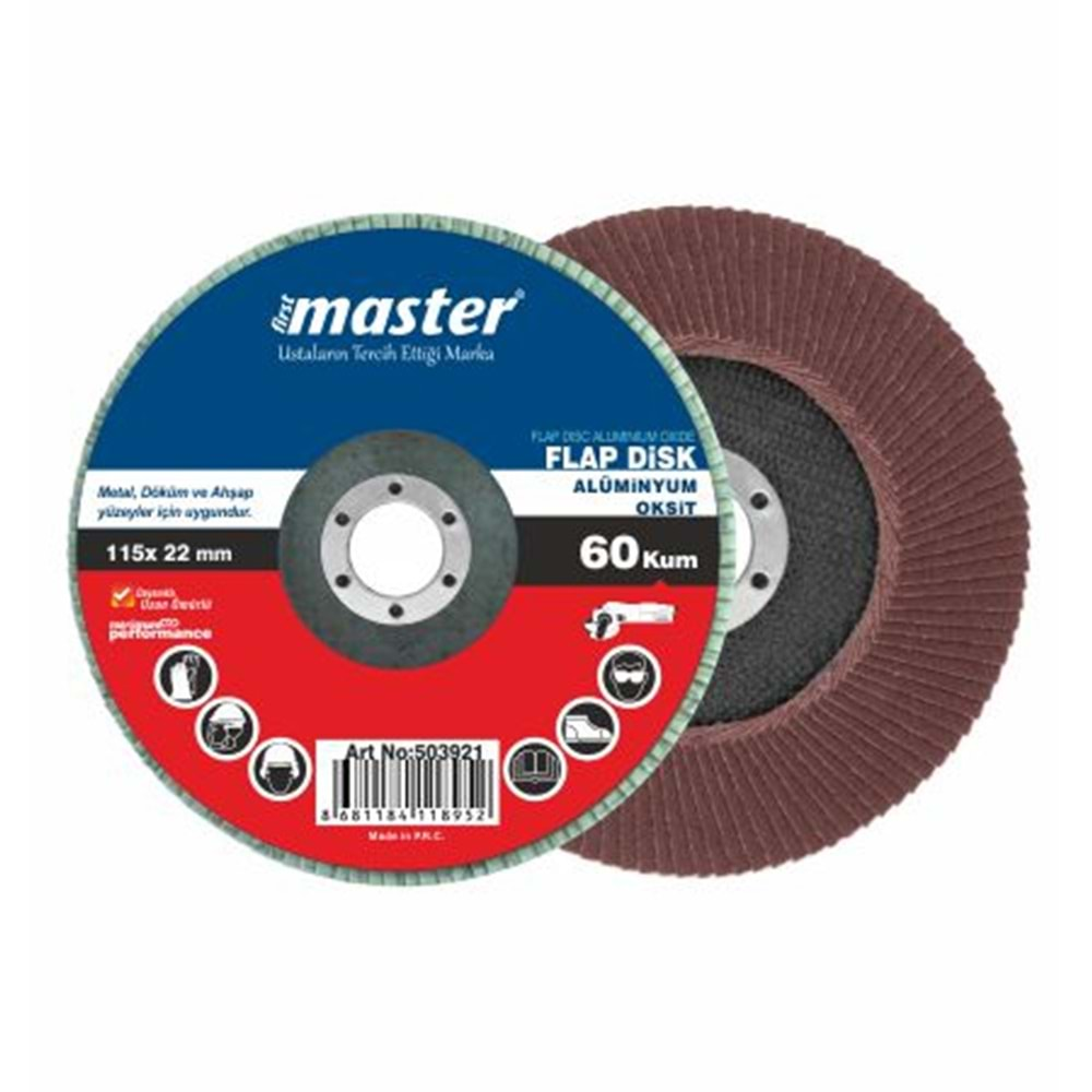 MASTER FLAP DİSK ALÜM.OKSİT 60 Kum 115 x 22 mm