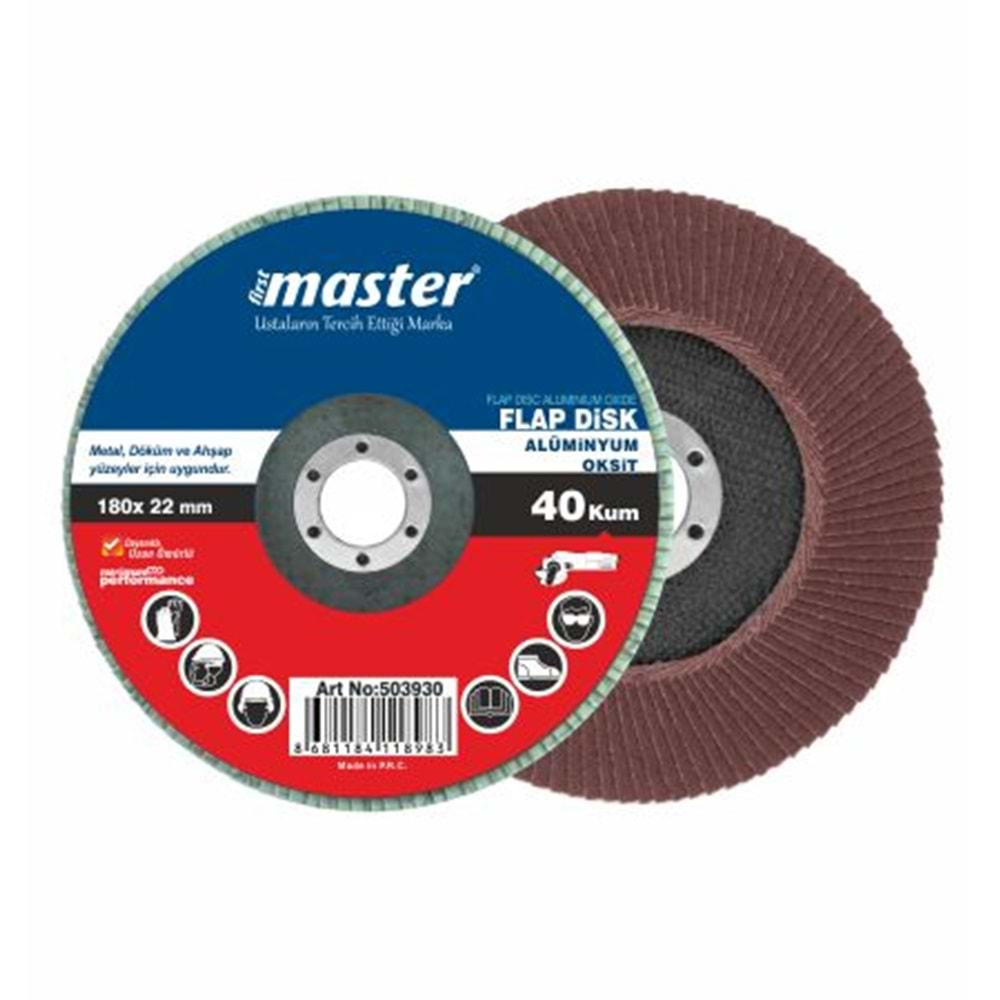 MASTER FLAP DİSK ALÜM.OKSİT 40 Kum 180 x 22 mm