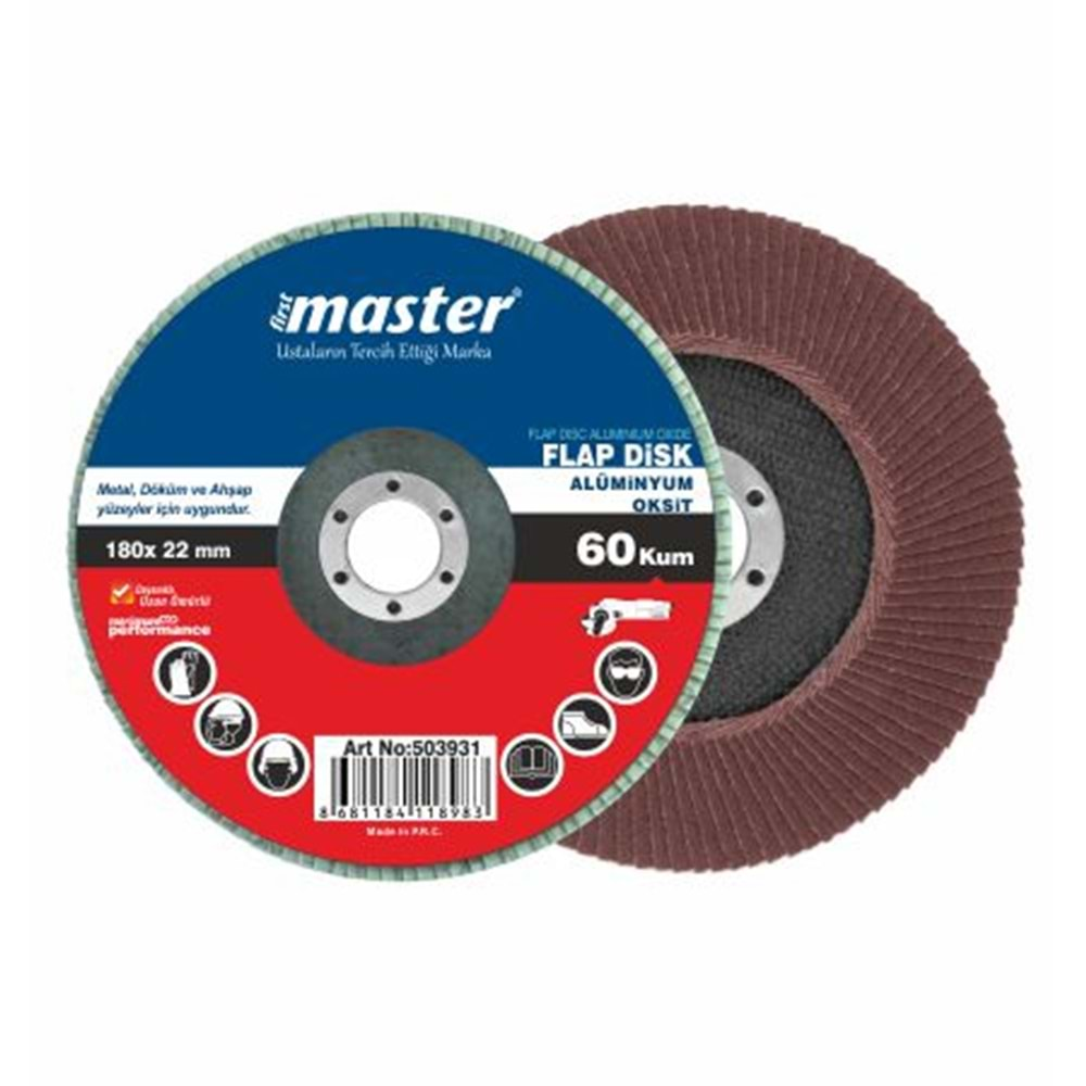 MASTER FLAP DİSK ALÜM.OKSİT 60 Kum 180 x 22 mm