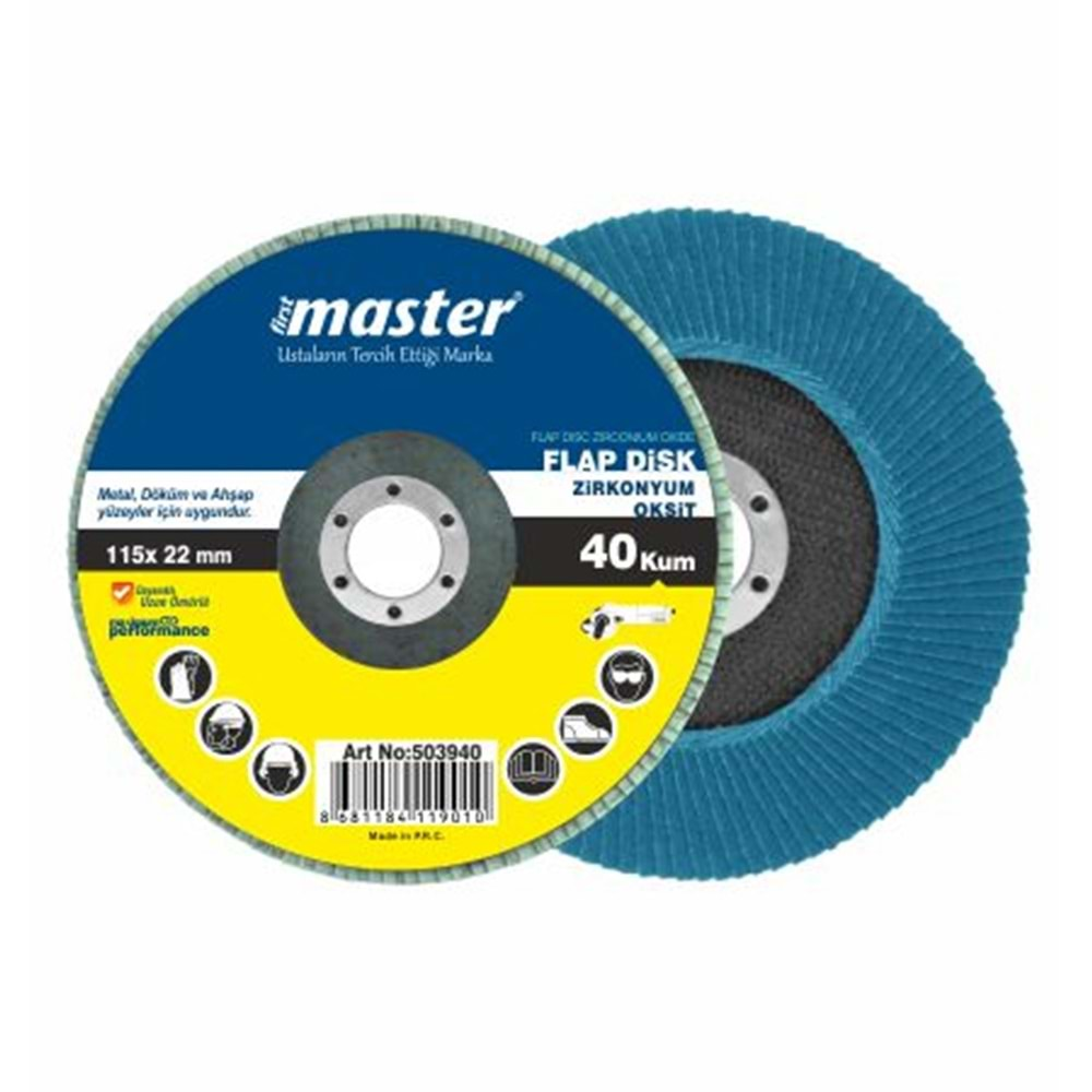 MASTER FLAP DİSK ZİRC.OKSİT 40 Kum 115 x 22 mm