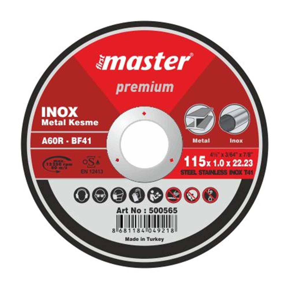 MASTER İNOX KESİCİ DÜZ PREMIUM 115 x 1.0 x 22.23 A60 S BF41