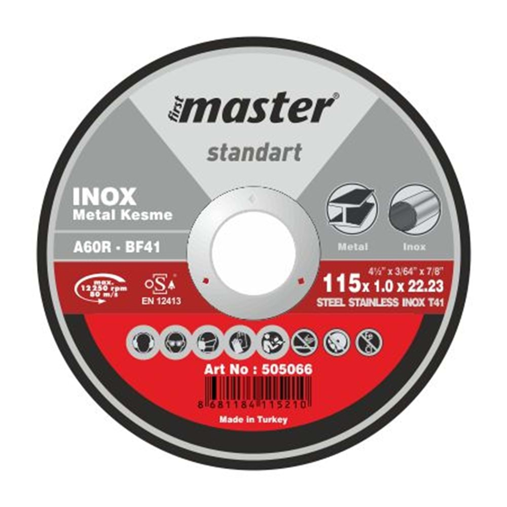 MASTER İNOX KESİCİ DÜZ STANDART 115 x 1.0 x 22.23 A60 R BF41