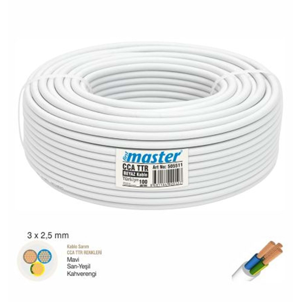 MASTER KABLO CCA TTR 3 x 2,5 mm BEYAZ