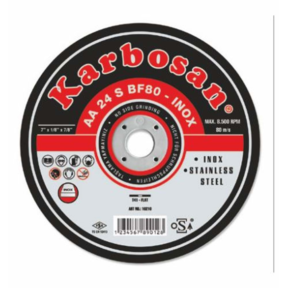 KARBOSAN İNOX KESİCİ DÜZ 115 x 2.5 x 22 AA 24 S BF80