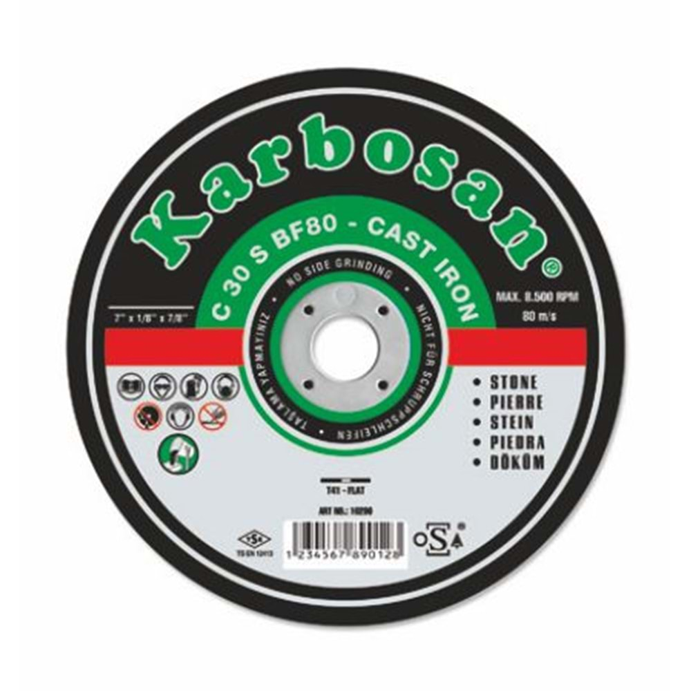 KARBOSAN KESME TAŞI SC DÜZ 115 x 2.5 x 22 C 30 S BF80