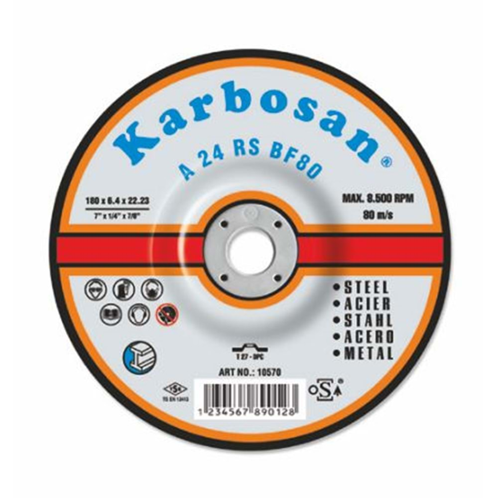 KARBOSAN FLEX TAŞLAMA TAŞI NK BOMBELİ 100 x 6.4 x 16 A 24 RS BF80