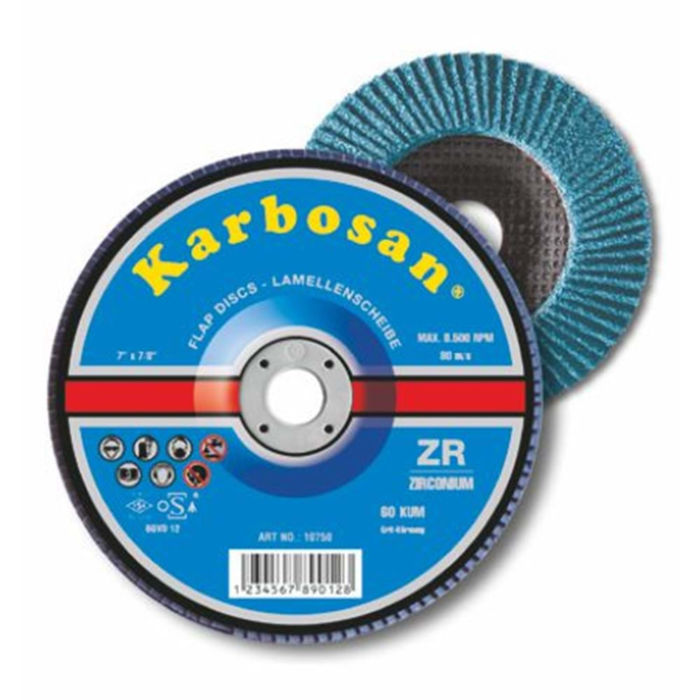 KARBOSAN FLAP DİSK ZR40 Kum 115 x 22 mm (KONİK)