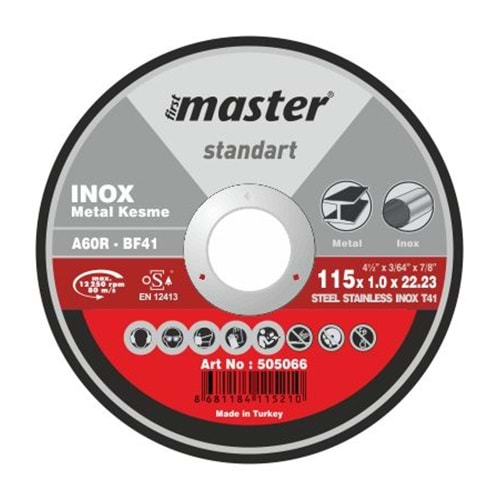 MASTER İNOX KESİCİ DÜZ STANDART 115 x 1.0 x 22.23 A60 R BF41