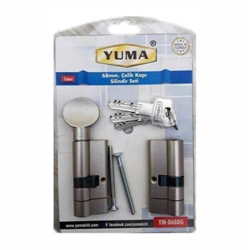 YUMA MANDALLI ÇELİK KAPI BAREL SETİ TUZAKLI 68 mm SARI