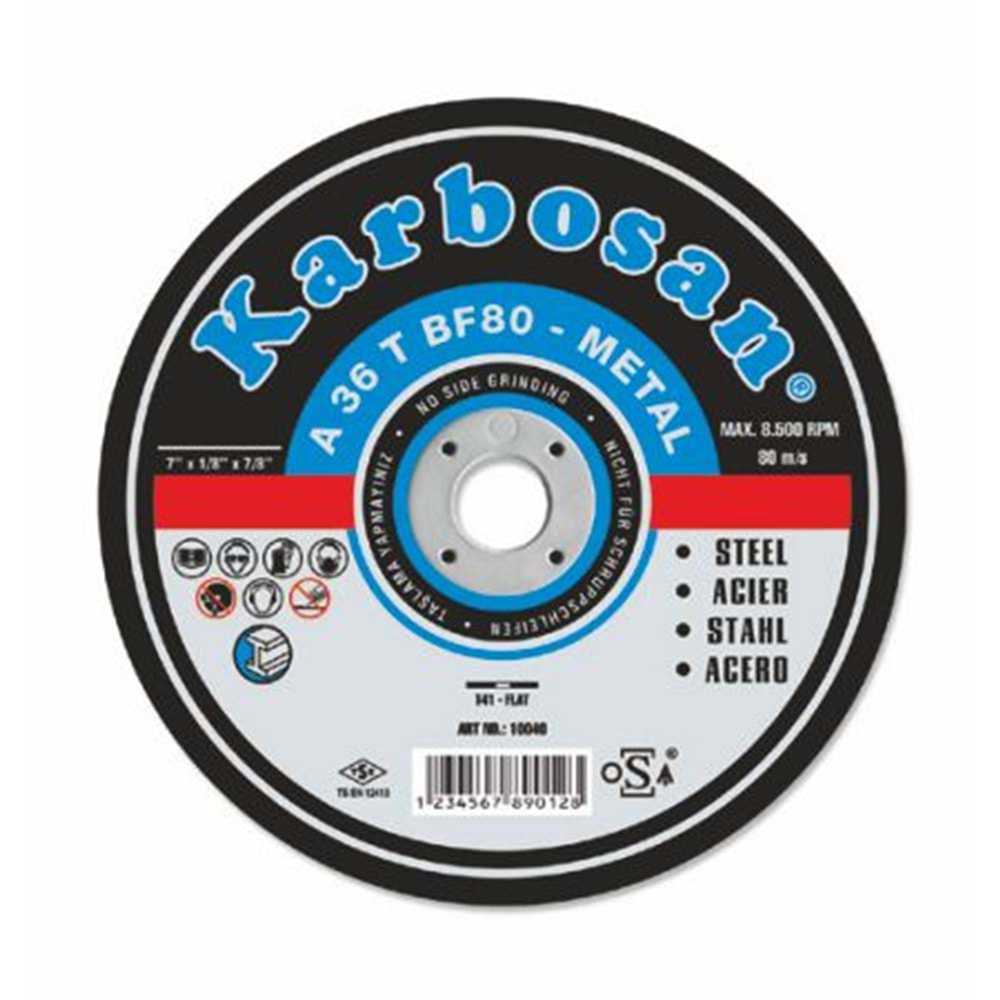 KARBOSAN THİNLİNE METAL KESİCİ DÜZ 125 x 1.6 x 22 A 46 R BF80